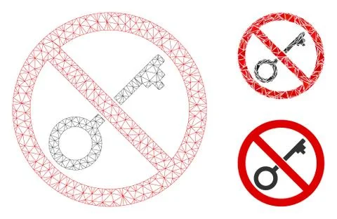 No Key Vector Mesh Wire Frame Model and Triangle Mosaic Icon 库存插图