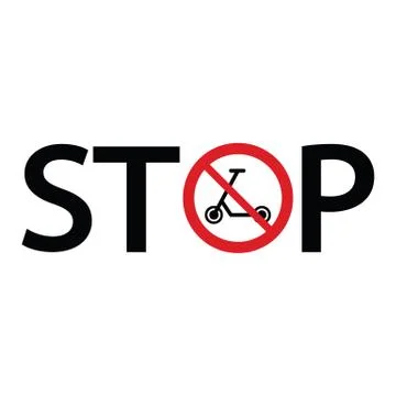 No Kick scooter vector Not allow   sign. The red circle prohibiting sing  Sto Stock Illustration