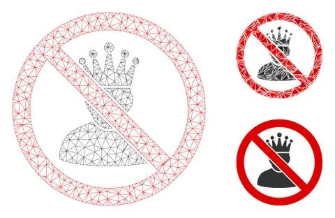 No King Vector Mesh Network Model and Triangle Mosaic Icon 스톡 일러스트