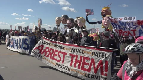 No Kings march, chanting, arrest them all, Washington, DC March 28, 2026 Stock Footage 331668062