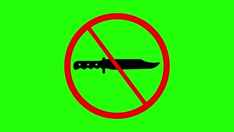 No Knife or Sharp Objects Allowed Sign. Restriction Icon. Stock Footage 236417630