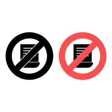 No laptop, text icon. Simple glyph, flat vector of text editor ban, prohibiti Stock Illustration