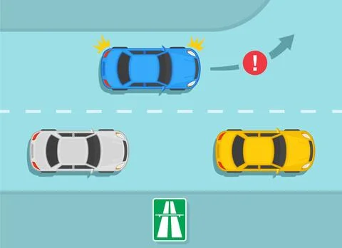 No left or u-turn on highways. Traffic rules on expressway, speedway, motorway. Stock Illustration