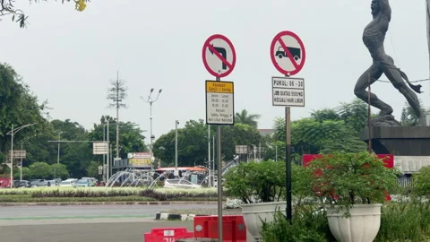 No Left Turn and No Truck Road Signs in Central Jakarta Stock Footage 220783161