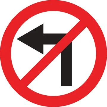 No Left Turn Road Sign Stock Illustration