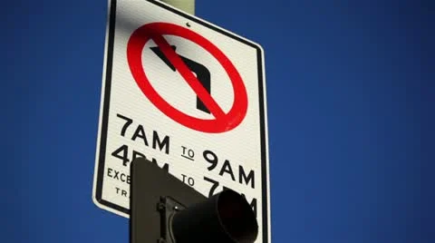 No Left Turn Sign Close Up Stock-Footage 12674520