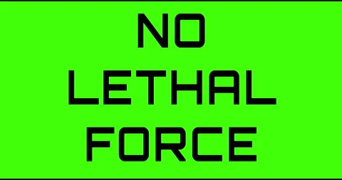 No lethal force text green screen, masked glitched effect. Stock Footage 132618534