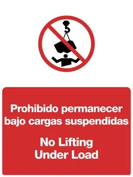 No Lifting Under Load for Industrial Sites in English and Spanish Stock Illustration