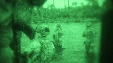 No light imagery Special Forces soldiers conducting maritime infiltration Stock Footage 209492371