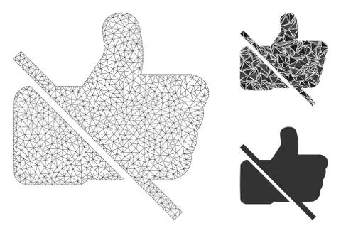 No Likes Vector Mesh Carcass Model and Triangle Mosaic Icon 스톡 일러스트
