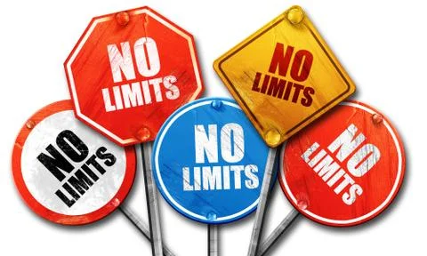 No limits, 3D rendering, rough street sign collection Stock Illustration