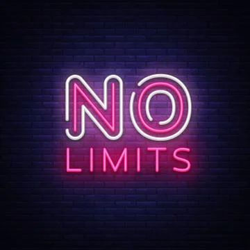 No Limits Neon Text Vector. No Limits neon sign, design template, modern trend Stock Illustration