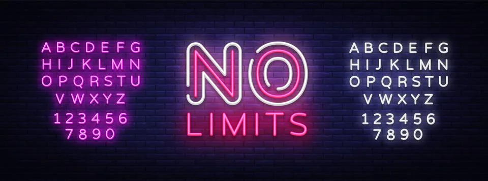 No Limits Neon Text Vector. No Limits neon sign, design template, modern trend Stock Illustration