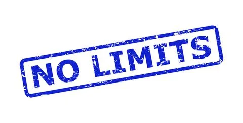 NO LIMITS Seal with Unclean Texture and Rounded Rectangle Frame Stock-Illustration