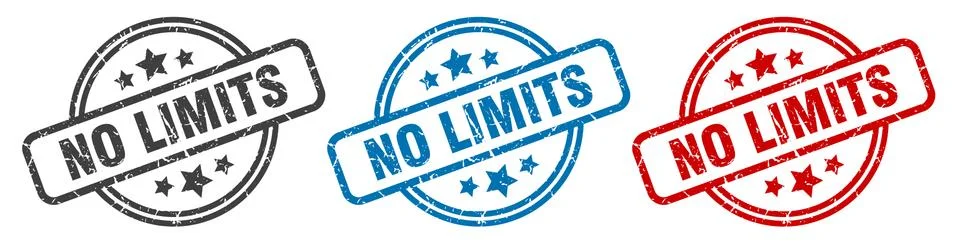 No limits stamp. no limits round isolated sign. no limits label set Ilustración de archivo