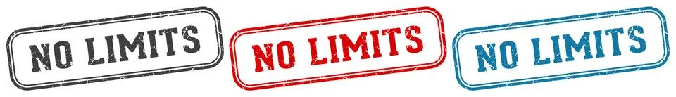 No limits stamp. no limits rectangular stamp set isolated on white background Ilustración de archivo