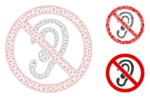 No Listen Vector Mesh Carcass Model and Triangle Mosaic Icon イラスト素材