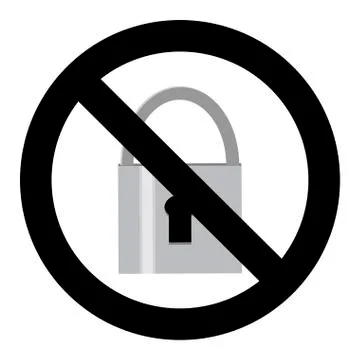 No lock symbol Stock Illustration