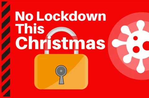 No Lockdown this Christmas Vector Illustration with virus logo Stock Illustration