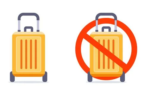 No luggage allowed. Flat image of suitcases on a No Baggage sign. Stock Illustration