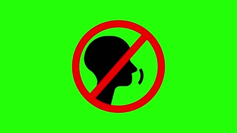 No Making Noise Restriction Icon Animation on Green Background Video stock 236417326