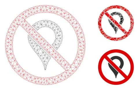 No Map Marker Vector Mesh 2D Model and Triangle Mosaic Icon 库存插图