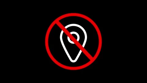 No map pointer motion graphic of GPS signal lost with a restriction sign on Stock Footage 309675108