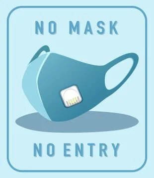 No mask no entry warning sign with mask object 스톡 일러스트