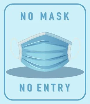 No mask no entry warning sign with mask object 스톡 일러스트