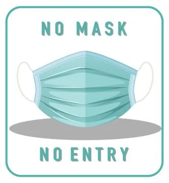 No mask no entry warning sign with mask object 스톡 일러스트
