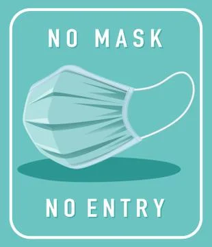 No mask no entry warning sign with mask object 스톡 일러스트