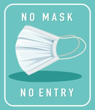 No mask no entry warning sign with mask object Illustrazione stock