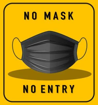 No mask no entry warning sign with mask object Illustrazione stock