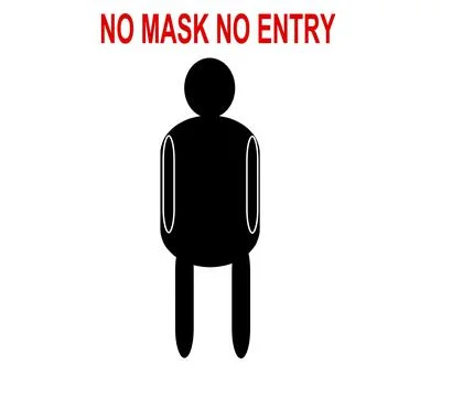 No mask no entry write with man is standing with white background. Stock Illustration