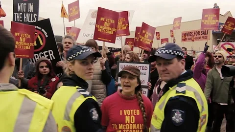 No McDonalds in Tecoma (Australia) Protests (2013) - Raw Footage #1 Stock Footage 160151944
