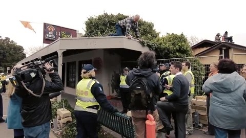 No McDonalds in Tecoma (Australia) Protests (2013) - Raw Footage #4 Video stock 160152424