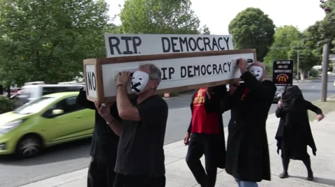 No McDonalds in Tecoma Protesters Stage Funeral March  Stock Footage 45500065