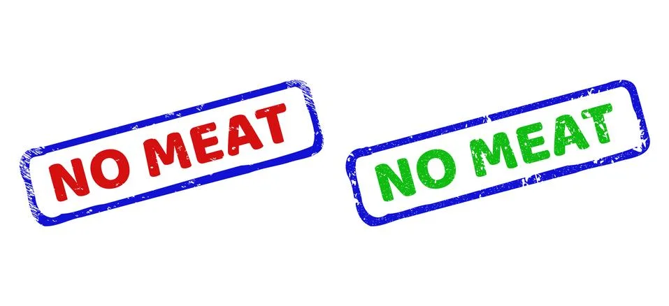 NO MEAT Bicolor Rough Rectangle Stamps with Distress Styles Stock Illustration