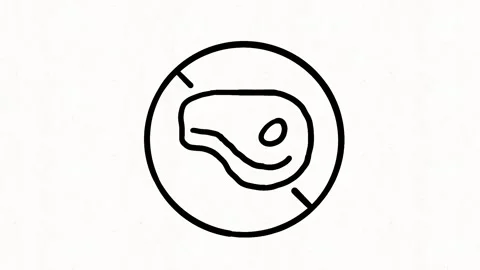 No Meat Icon Hand Drawn Doodle Animation Stock Footage 338000206