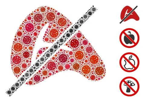 No Meat Mosaic of CoronaVirus Elements 库存插图