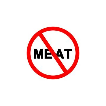 No meat vector round red sign isolated on white background Stock Illustration