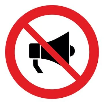 No megaphone  vector. No loud sound sign, The red circle prohibiting sing Stock Illustration