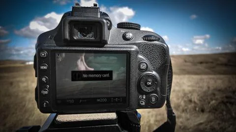 No memory card error displayed on the screen of a dslr camera 写真素材