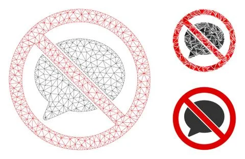 No Message Cloud Vector Mesh 2D Model and Triangle Mosaic Icon Stock Illustration