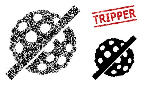No Microbe Spore Composition of No Microbe Spore Icons and Scratched Tripper イラスト素材