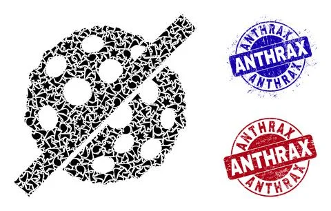 No Microbe Spore Mosaic of Shards with Anthrax Grunge Seals Stock Illustration