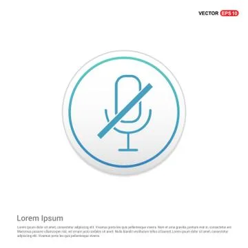No Microphone icon - white circle button Stock Illustration