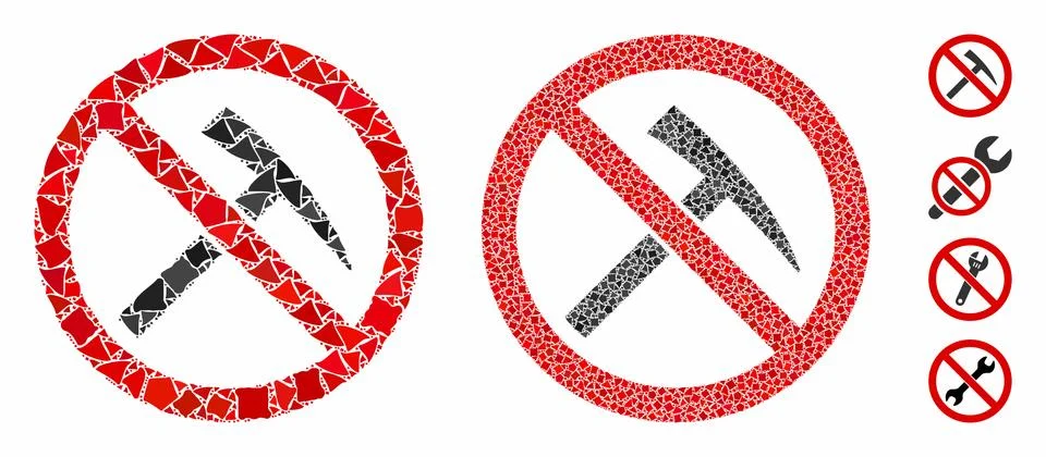 No mining tools Composition Icon of Humpy Elements Stock Illustration