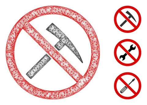 No Mining Tools Polygonal Web Vector Mesh Illustration Stock Illustration