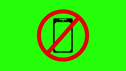 No Mobile or Smart Phone Allowed Animation on Green Background Stock Footage 236417477